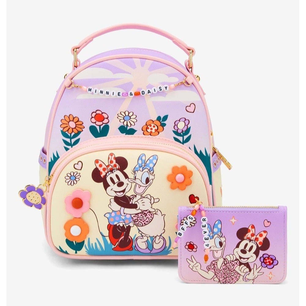 NEW Disney Minnie Mouse & Daisy Friendship Bracelet Floral BBF Backpack & WALLET